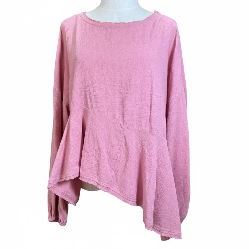 Free People Textured Peplum Hem Top in Dusty Rose Pink – Size M